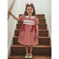 thumbnail image 6 of BemeyourBBs Kids Toddler Baby Girl Summer Smocked Dress Crayfish Outfits Let the Good Times Boil Letter Lobster Embroidery Doll Collar Plaid Gingham Dress, 6 of 9
