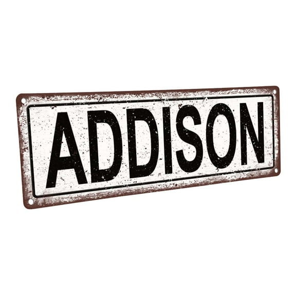 Addison 4"x12" Metal Sign, Wall Décor for Kids Room and Nursery