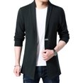 thumbnail image 2 of Suéteres de punto extra largos de otoño para hombre, chaquetas, cárdigan de estilo largo para hombre, abrigo de suéter de color sólido, 2 of 5