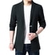 thumbnail image 2 of Suéteres de punto extra largos de otoño para hombre, chaquetas, cárdigan de estilo largo para hombre, abrigo de suéter de color sólido, 2 of 5