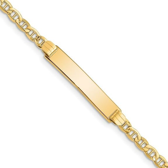 Diamond2Deal 10K Yellow Gold Semi-Solid Anchor Chain Link ID Bracelet for Men 7"