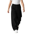thumbnail image 4 of Nugftut Girls Sweatpants Elastic Waist Loose Wide Leg Pants with Pockets Sizes 5-6, 4 of 9