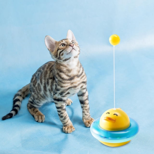 Juguete de bolas para gatos, ejercicio de rompecabezas para golosinas para gatos, comida con fugas, entrenamiento para gatos, juguete para burlarse de Azul