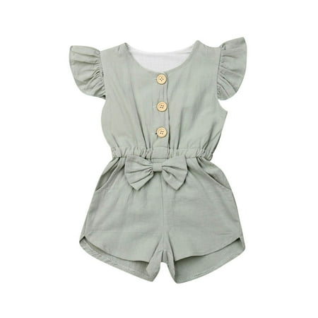 

TheFound Summer Kids Toddler Baby Girls Romper Sleeveless Ruffle Bodysuit Jumpsuit Outfits