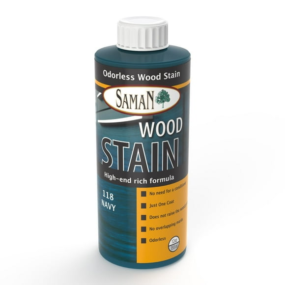 SamaN Interior Water Based Wood Stain - Natural Stain for Furniture, Moldings, Wood Paneling, Cabinets (Navy TEW-118-12, 12 oz)