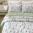 thumbnail image 4 of 3-Piece California King Size Quilt Set - Floral Garden Style Bedspread Coverlet with 2 Pillow Shams, Microfiber, 4 of 6