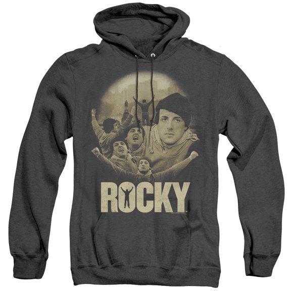 Rocky Feeling Strong Adult Heather Hoodie Sweatshirt Black