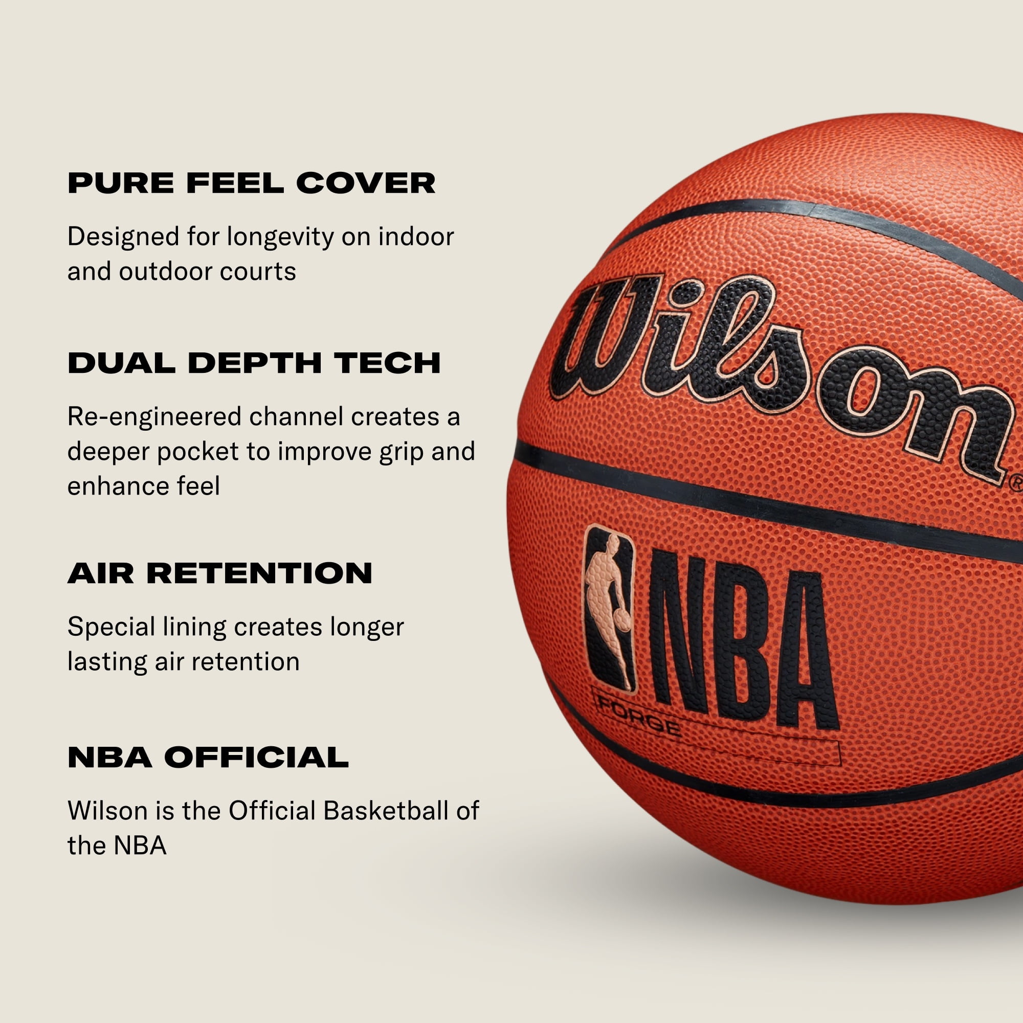 Wilson NBA Forge Indoor/Outdoor Basketball - Teal, Size 7 - 29.5"