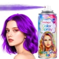 thumbnail image 2 of Purple Hair Spray Temporary Hair Color Spray for Kids Women Men, Washable One-Time Use Hair Color Wax Dye, Hair Coloring Natural Hair Style Gel for Christmas Party,Cosplay(Purple 120ML),Black, 2 of 26