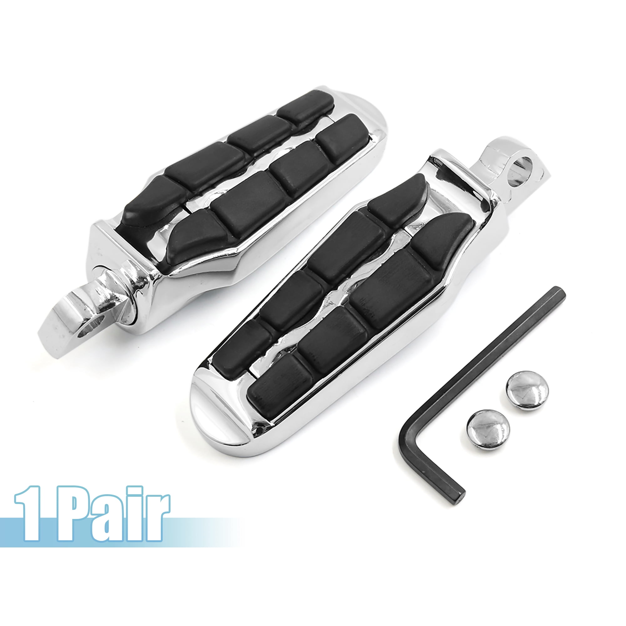 Unique Bargains 2pcs 10mm Hole Dia Chrome Foot Pegs Rest Pedal for Harley Davidson