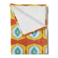 thumbnail image 2 of Psychedelic Soft Flannel Fleece Throw Blanket, Modern Motif Fluid Geometric Pattern on Polka Dots Design, Cozy Plush for Indoor and Outdoor Use, 60" x 80", Vermilion Yellow and Sky Blue, by Ambesonne, 2 of 5