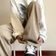 thumbnail image 2 of Pantalones deportivos de verano para hombre, de pierna ancha, estilo gótico, drapeados, finos, lisos y rectos, para entrenamiento, estilo Harajuku, planos, 2 of 4