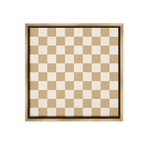 Stupell Industries Neutral Checkered Pattern Abstract Painting Brown Floater Framed Canvas Art Print Wall Art, 25 x 25