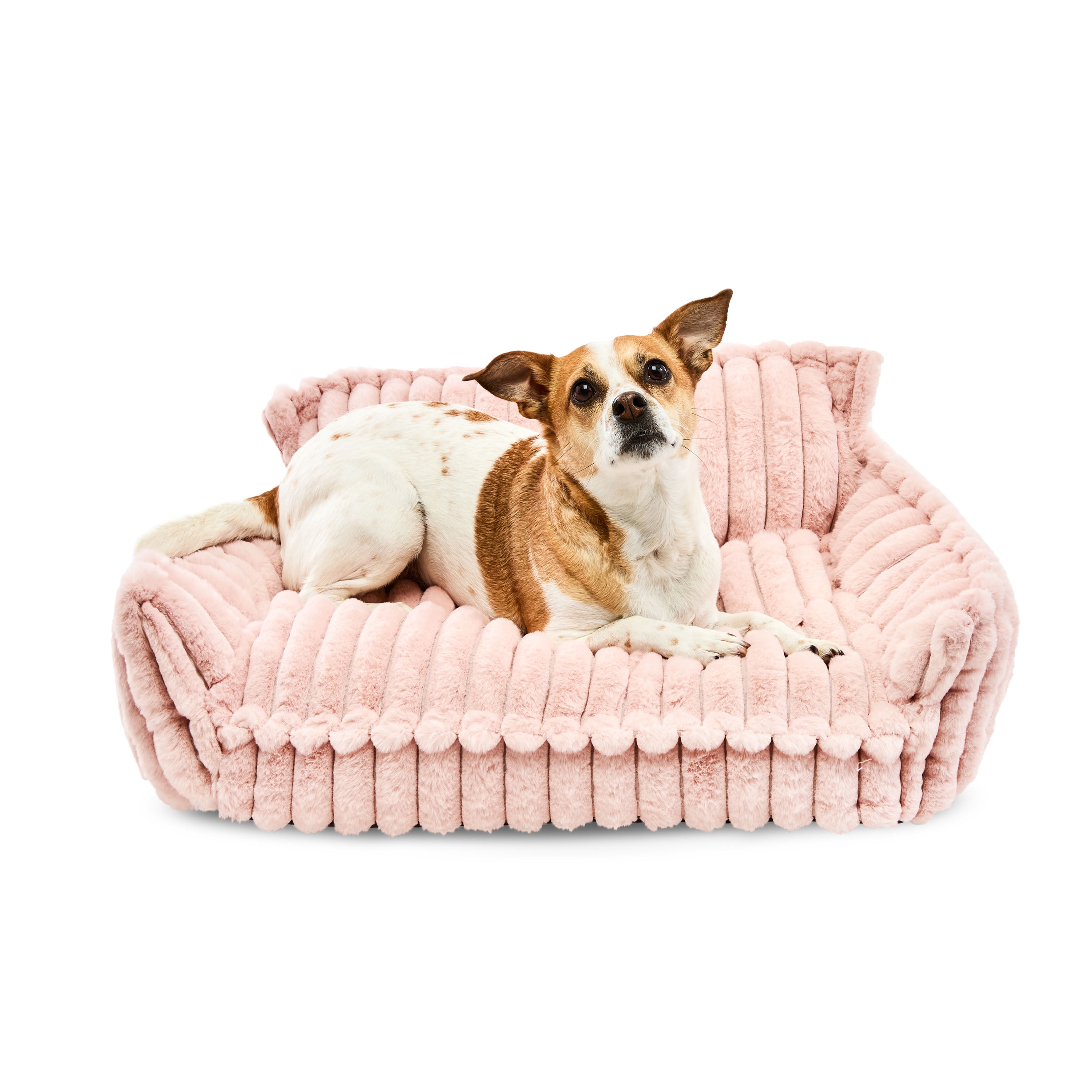Vibrant Life Small Plush Cord Sofa Style Dog Bed, Pink, 17" x 24"