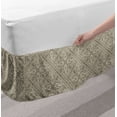 thumbnail image 2 of Vintage Bed Skirt, Hand Drawn Style Floral Ornament Byzantine Damask Style Curly Leaves, Elastic Bedskirt Dust Ruffle Wrap Around for Bedding Decor, 4 Sizes, Taupe and Beige, by Ambesonne, 2 of 2