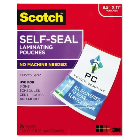 Scotch Self-Sealing Laminating Pouches 25 Pack, Letter Size, (LS854-25G)