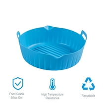 BreaDeep Silicone Air Fryer Liner 8.3inch Reusable Air Fryer Silicone Basket Heat Resistant Easy Cleaning Air fryers Silicone Pot Round for Air fryer Oven Accessories (Blue)