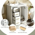 thumbnail image 6 of ENSHUI 30-Inch Freestanding Bathroom Vanity, Solid Wood Frame, Ceramic Sink Combo, 3 Drawers, White, 6 of 12