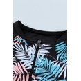 thumbnail image 3 of ABPHQTO Bañador de mujer Sky Blue Leaves Print Zip-up manga larga Surf Rash Guard, 3 of 5