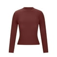 thumbnail image 7 of Women's Ribbed Long Sleeve Shirts, Crew Neck Slim Fit Tops Stretch Knit Casual Base Layer Basic Tee Shirts, 7 of 7