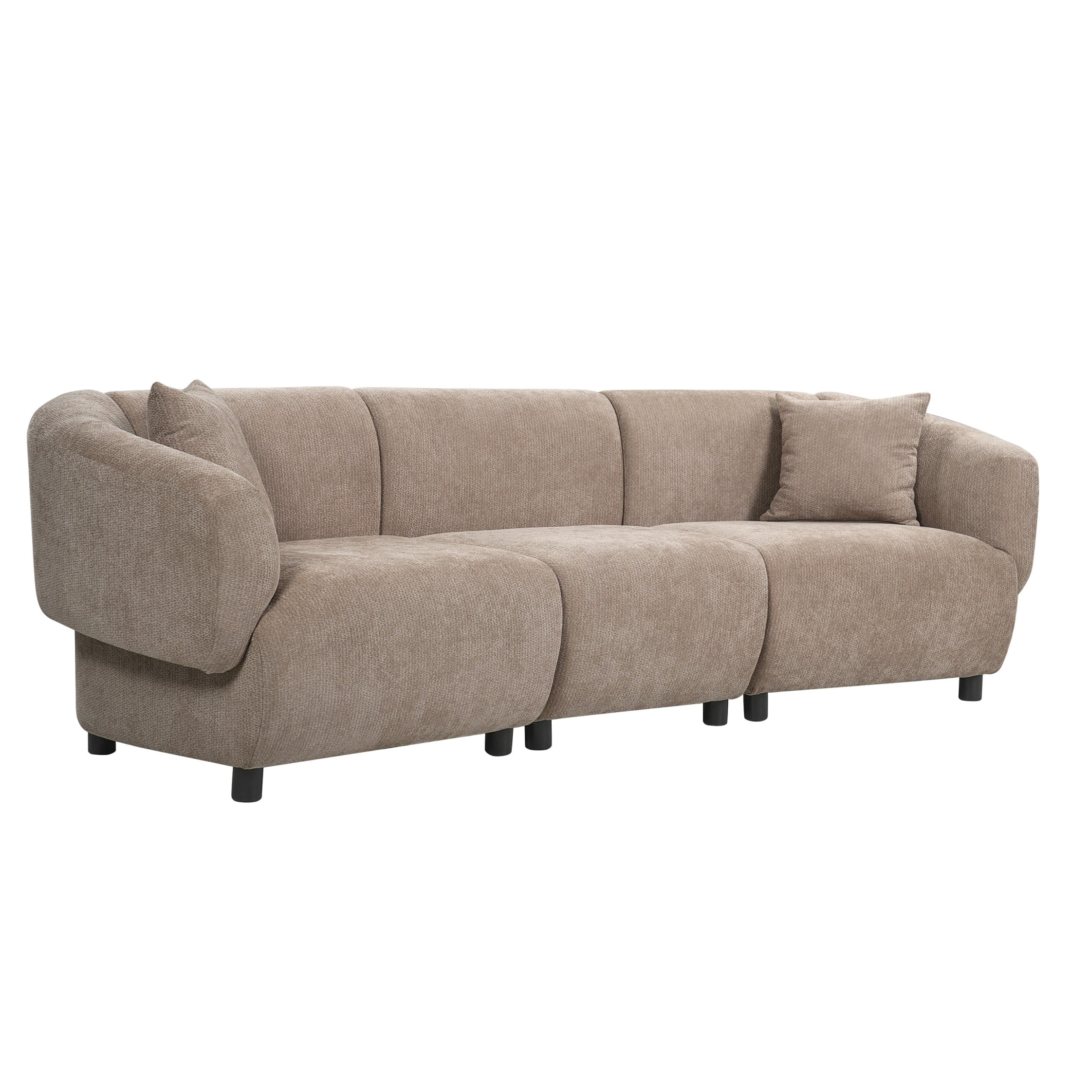 Christopher Knight Home 98.5" Curved Contemporary 3-Seat Sofa with Upholstered Plush Seating, Espresso