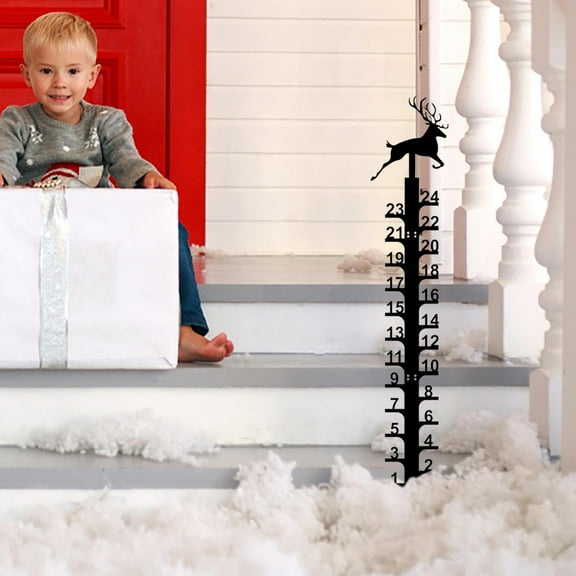 Outdoor Snow Gauge 24 Inch Iron Art Snow Gauge Detachable Christmas Snowflake Snowfall Measuring Gauge Handmade Snow Measuring Stick for Garden Yard Christmas Decoration Gift (Elk)