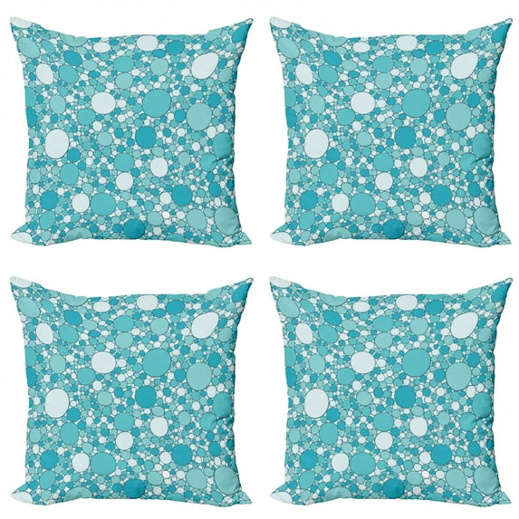Ambesonne Abstract Throw Pillow Cover 4 Pack, Modern Bubbles Pattern, 16", Turquoise Teal