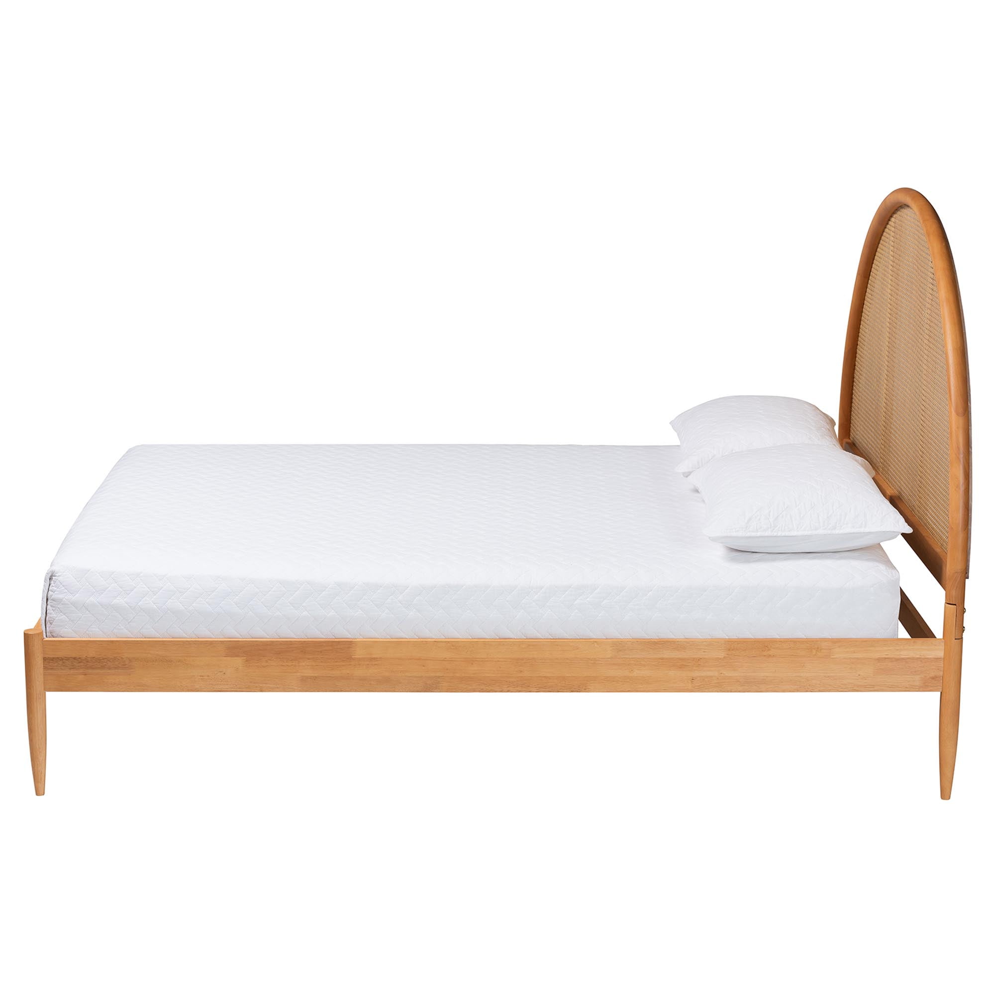 Baxton Studio Wrenley Japandi Platform Bed, Queen, Antique Rattan