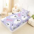 thumbnail image 2 of Manfei Cartoon Cute Ghost Halloween Twin Fitted Sheet,Harvest Print Bedding,2pcs,1 Fitted Sheet and 1 Pillowcase, 2 of 6