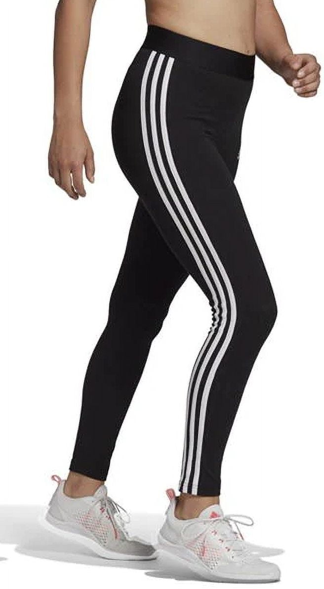 Women\'s Waist Grey Elastic Fit Tight (Medium XL) Heather/White, Stripes Legging 3 Adidas