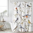 thumbnail image 6 of Spring Bird Shower Curtain Set - 48" x 72" Washable Bathtub Curtain with 12 Hooks, Retro Leaf Flower Branch Animal Watercolor Waterproof Fabric Stall Shower Curtains for Bathroom/Bathtub Décor, 6 of 6