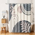 thumbnail image 4 of Inadays Shower Curtain Liner Mid Century Modern Navy Blue Boho Leaves Shower Heavy Duty Curtains Bathroom Decor Sets Waterproof with Hooks, 72x72in, 4 of 9