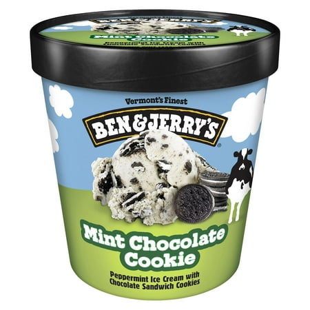 Ben & Jerry's Mint Chocolate Peppermint Ice Cream Kosher Milk Cage-Free Eggs, 1 Pint