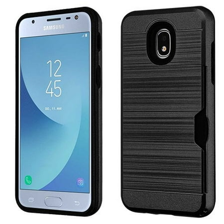 - Phone Case for Samsung Galaxy J3 2018, J337, J3 V 3rd Gen, J3 Star, J3 Achieve, Express Prime 3 - Phone Case Shockproof Hybrid Rubber Rugged Case Cover Brushed with Card Slot Black