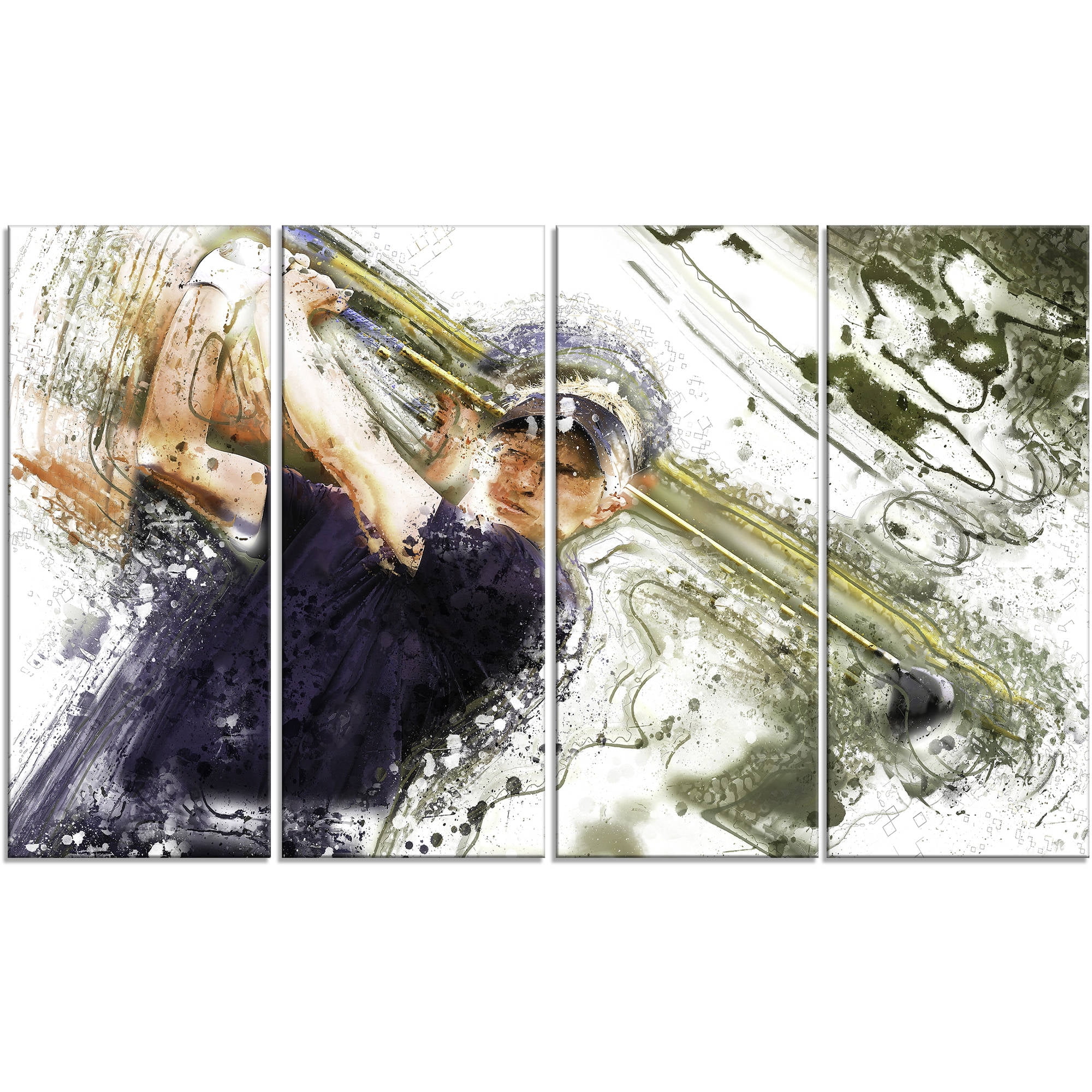 Design Art Baseball Batter 4 Piece Graphic Art on Wrapped Canvas Set
