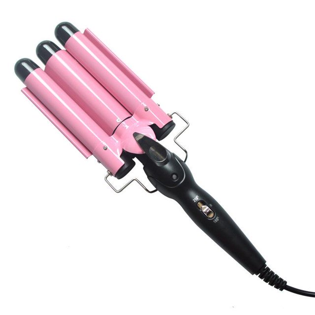 Portable Curling Iron with Three Buckets, Perfect for Hair Styling on the Go, Perfect for Home and Travel, Pink, 1 Count