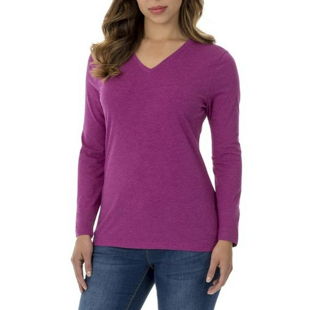 Faded Glory Women's Essential Long Sleeve Vneck TShirt