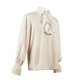 thumbnail image 4 of Efsteb Kids Girls Shirts Fashion Long Sleeve Tops Round Neck Dressy Casual Blouses Comfy Casual Cute Tops Solid Color Loose Blouses (Beige,9-10 Years), 4 of 5