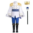 thumbnail image 2 of OBEEII Boys Prince Charming Costume Halloween Cosplay Prince Dress up Birthday Royal Prince Outfits for Toddler Child 7-8 Years Blue 7pcs, 2 of 8