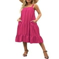 thumbnail image 3 of Robe Maxi Ample à Volants Sans Manches à Bretelles Épaisses Réglables pour Femmes avec Poches, 3 of 8