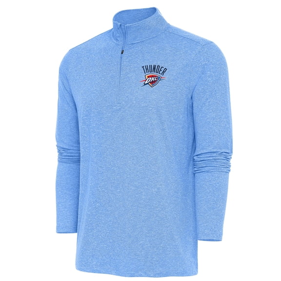 Men's Antigua  Heather Powder Blue Oklahoma City Thunder Hunk Quarter-Zip Pullover Top