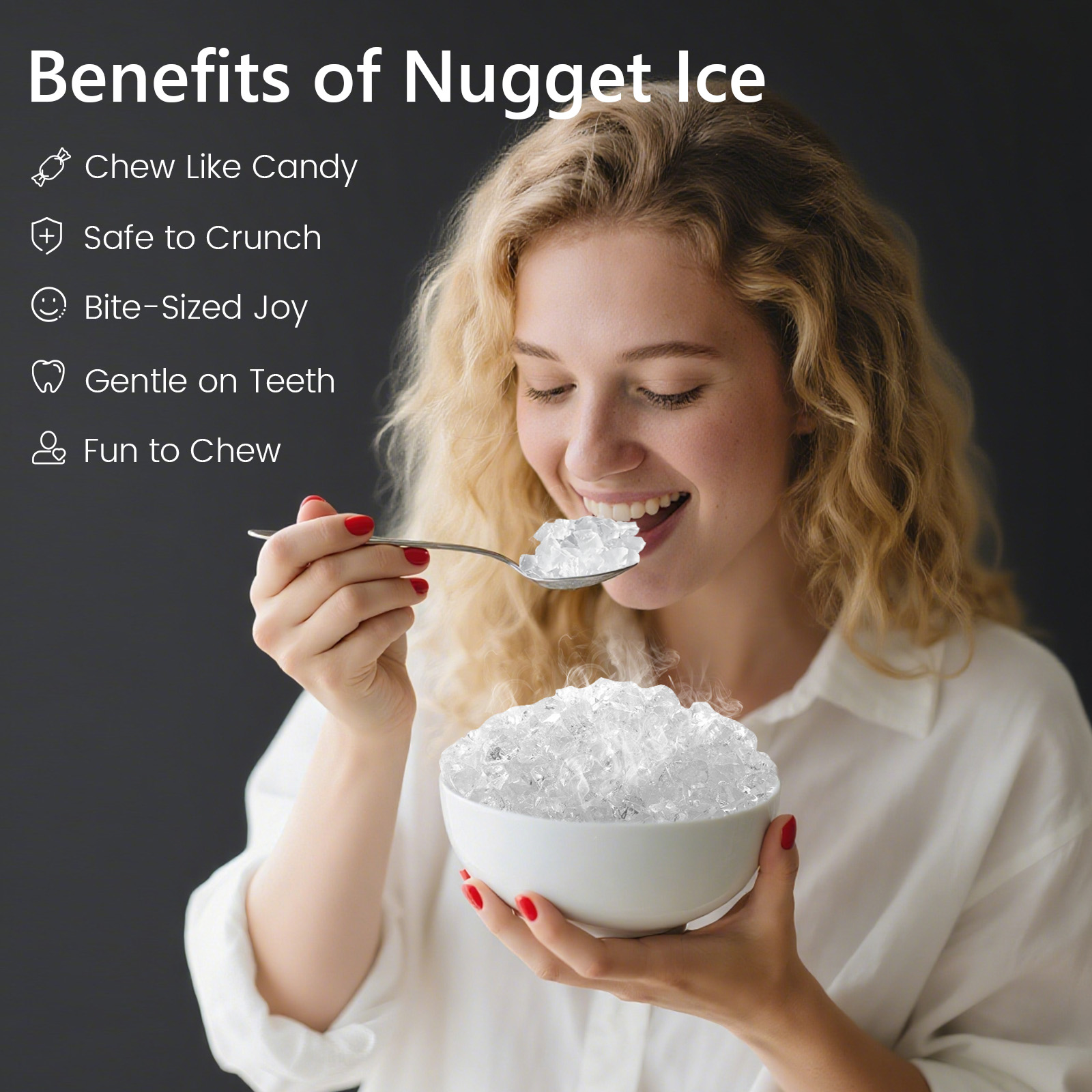 KNDKO Nugget Ice Maker Countertop, 44Lbs/24H Crushed Ice Maker, Pellet Ice Machine with Ice Scoop &Removable Basket,Sonic Countertop Ice Machine for Home/Kitchen/Office