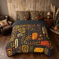 thumbnail image 3 of Manfei African Abstract Twin Bedding, Tribal Bedding Comforter Set, Orange, Yellow and Black, Black Reversible 7 Pieces, 3 of 6