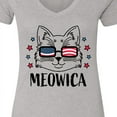 thumbnail image 4 of Inktastic 4th of July Meowica Cat in Flag Sunglasses Women's V-Neck T-Shirt, 4 of 5