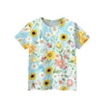thumbnail image 3 of Abcomgle Tshirts for Kids Girls Crewneck Sunflower Watercolor Blooms Toddler T-Shirt Short Sleeve Toddler Girls T-Shirts Summer Trendy Cotton Toddler Tops Girls, 3 of 5