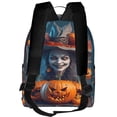 thumbnail image 3 of Lsque Modern Style Pumpkin Witch Pattern Backpack – School Travel Canvas Daypack with Ergonomic Padded Straps, Multiple Compartments & Leather Handle, 3 of 5