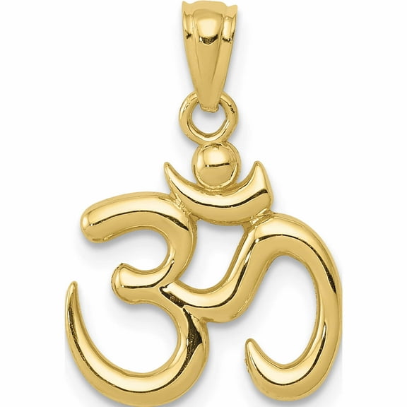 10K Yellow Gold Polished Om Symbol Pendant Made In United States -Jewelry By Sweet Pea