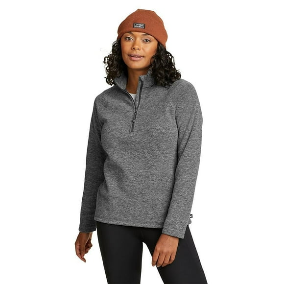 Eddie Bauer Women's Quest Fleece 1/4-Zip - Solid, Charcoal Htr, X-Large