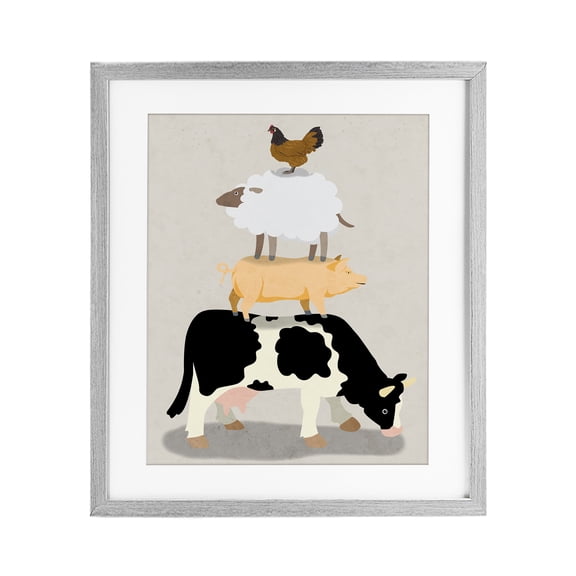Stupell Industries Cottage Farm Stack over Beige Gray Framed Print Under Glass, 13 x 16, by Marcus Prime