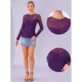 thumbnail image 2 of DARING DIVA Women's Mesh Long Sleeve See Through Sheer Top S Dark Purple, 2 of 6